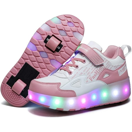 

YAZI Kids Shoes with Wheels LED Light Color Shoes Shiny Roller Skates Skate Shoes Simple Kids Gifts Boys Girls The Best Gift for Party Birthday Christmas Day