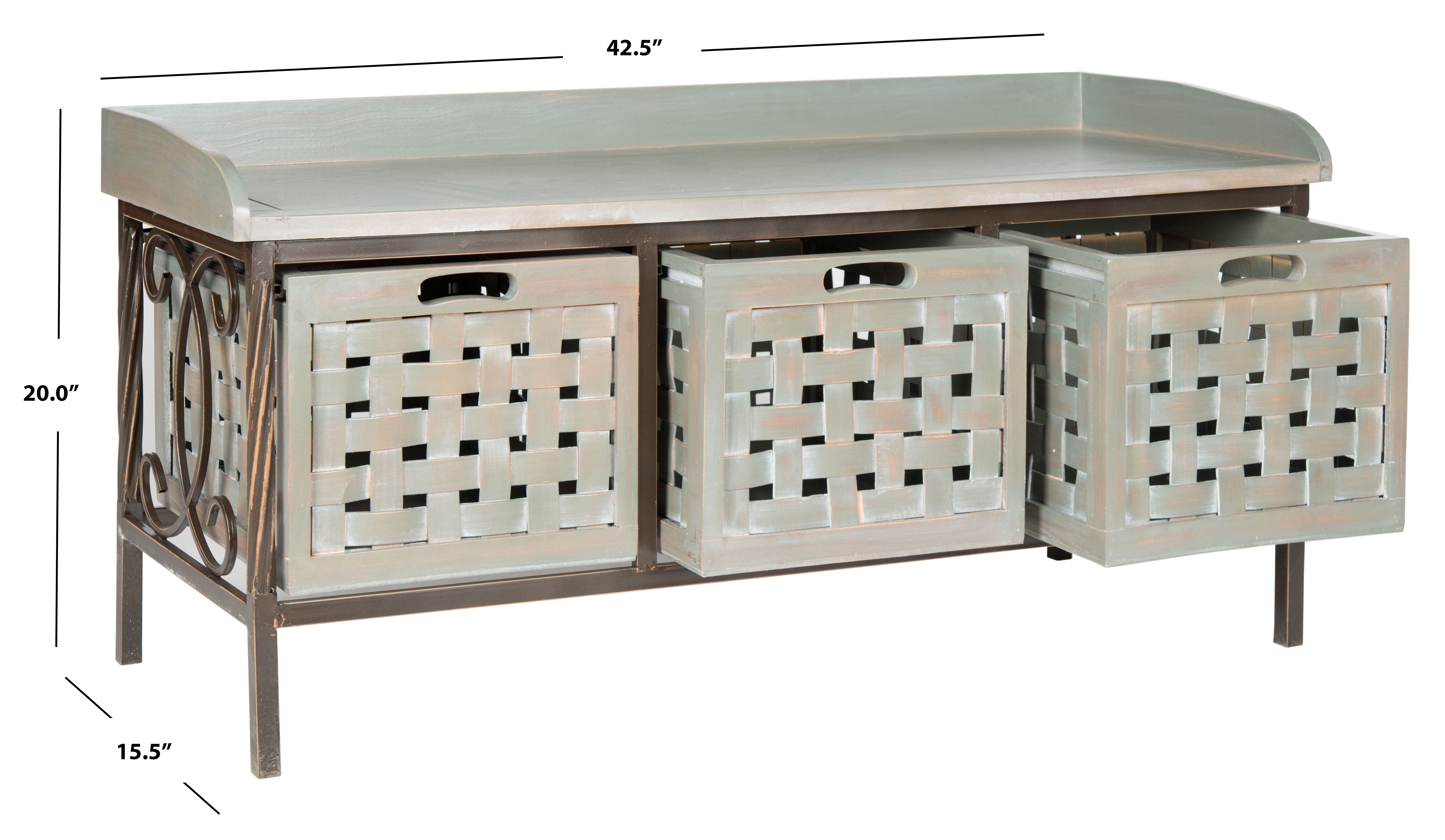 SAFAVIEH Isaac Rustic 3 Drawer Wooden Storage Bench, French Grey