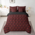 thumbnail image 2 of Feelyou Adult Boho Damask Comforter Set 7pcs, Black Red Cat Kitten Full Bedding Set, 2 of 8