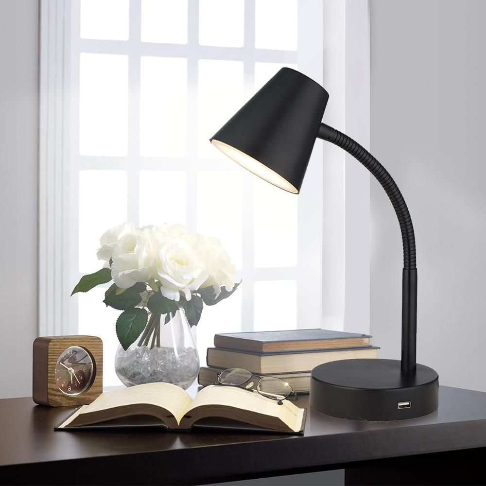 Mainstays LED Desk Lamp with USB Port, Black