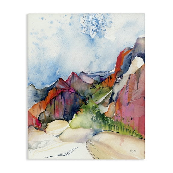 Stupell Industries Desert Days Abstraction Landscape & Nature Painting Wrapped Canvas Art Print Wall Art, 16 x 20