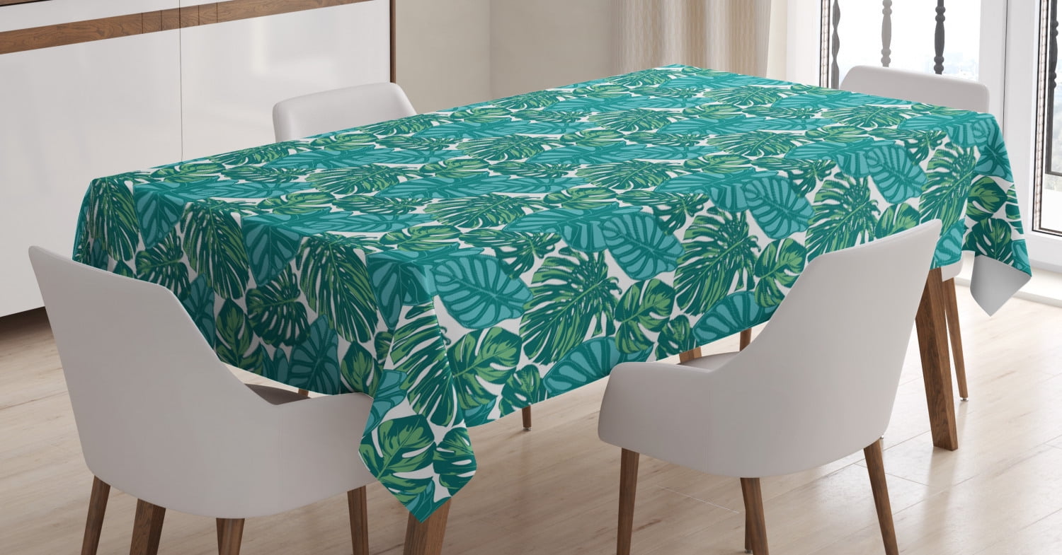 Exotic Tablecloth, Continuous Jungle Foliage Pattern with Tropical