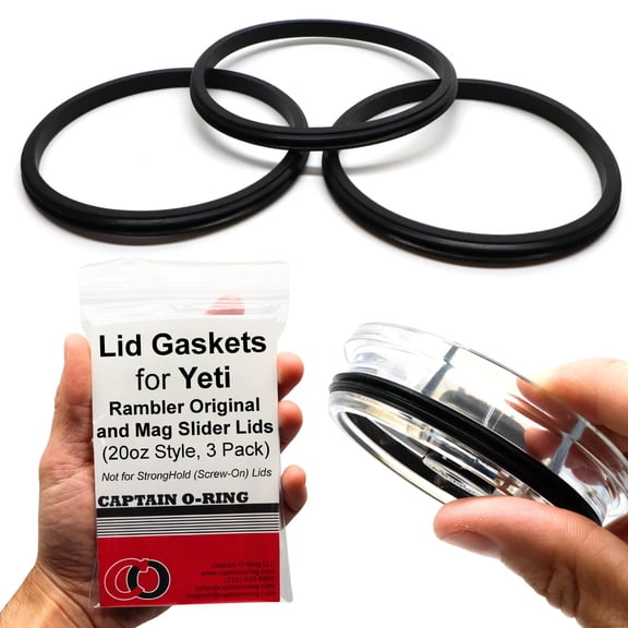 Captain O-Ring Replacement Lid Seal Gaskets for Yeti Magslider & Original Rambler Insulated Tumbler Mugs 3 Pack [20 oz Lid Size]