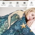 thumbnail image 3 of PRATYUS Dark Blue Mermaid Blanket Throw Gifts for Girls Kids Mermaid Sisters Flower Pattern Blankets Super Soft Old Girl Gift Ideas Age Mermaid Toys Sofa Couch 60x80in, 3 of 6