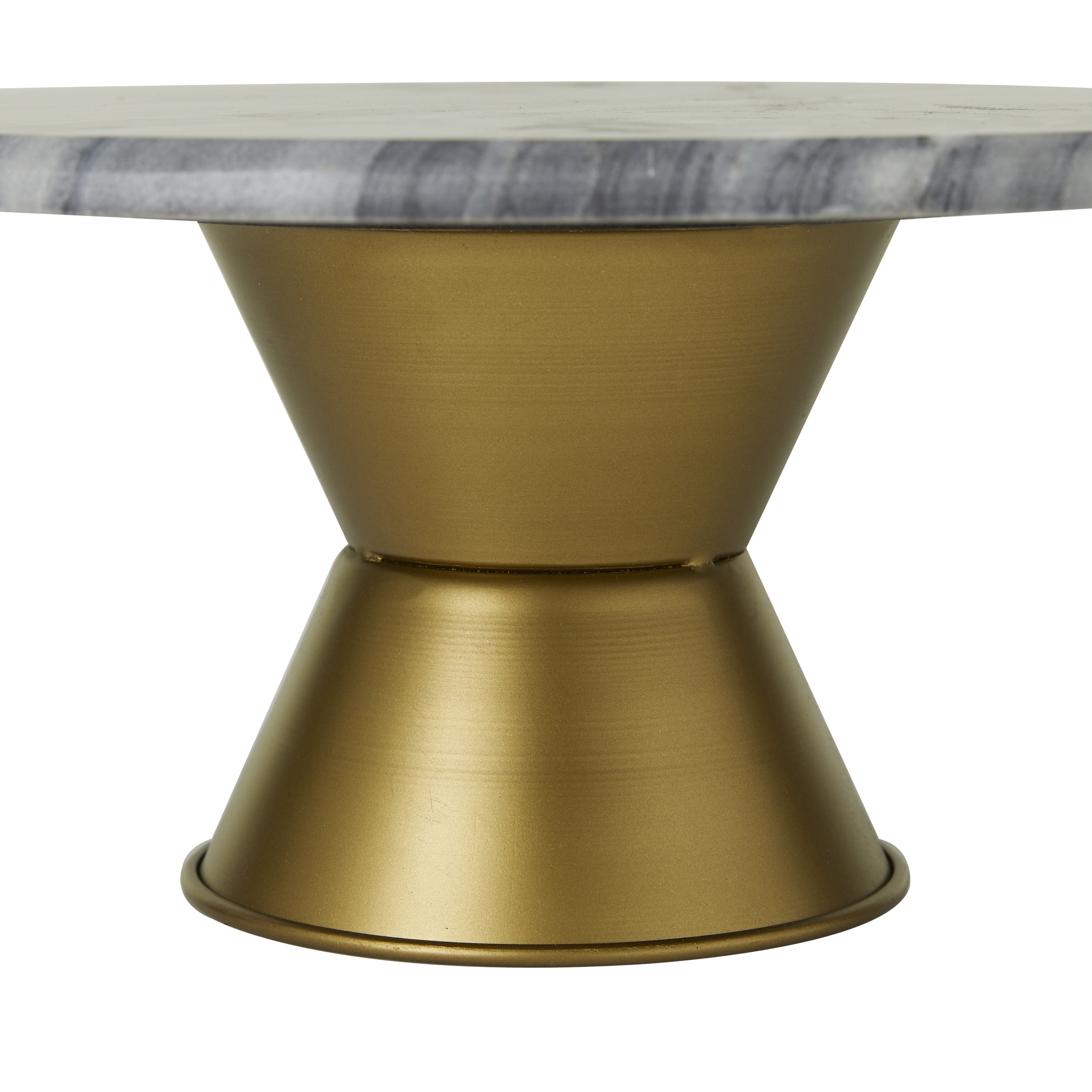 CosmoLiving by Cosmopolitan 14" x 7" Gray Ceramic Cake Stand with Gold Base, 1-Piece