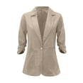 thumbnail image 6 of PBFRDSJ Lightweight Cotton Linen Blazers for Women 3/4 Sleeve Casual Work Office Suit Jackets Plus Size Single Button Business Blazer, 6 of 6
