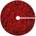 thumbnail image 1 of FMSHPON Natural Red Rose Xmas Christmas Tree Skirt Stand Mat for Holiday Party Decoration Indoor Outdoor 48 inches, 1 of 6