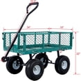 thumbnail image 6 of Heavy-Duty Steel Garden Cart with Removable Sides, 550 lb Capacity, 10" Tires - Versatile Utility for Yard, Landscaping, 3 cu ft (Green), 6 of 16