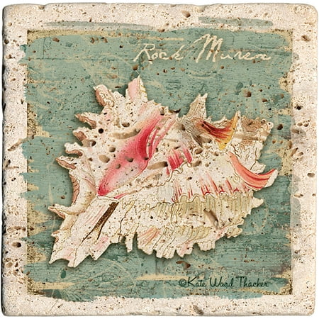 Thirstystone Ambiance Drink Coasters Set, Rock Murex, Travertine