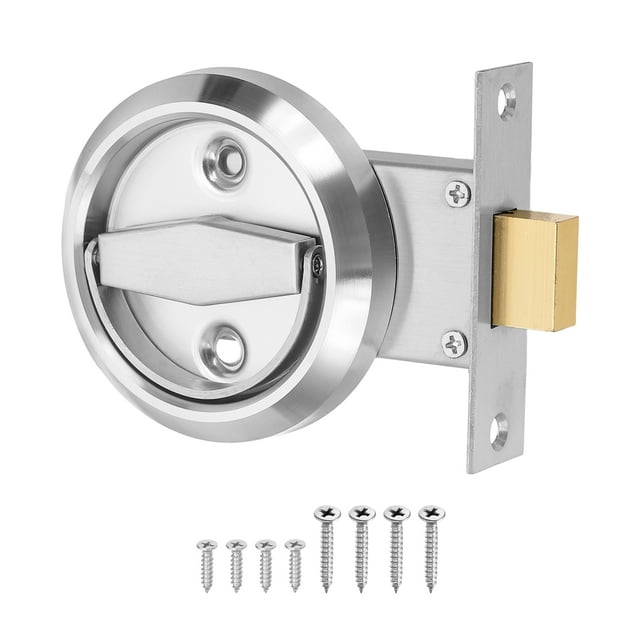2.95" Round Recessed Pull Stainless Steel Door Handle with Single Ring, Silver