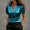 A1_Blue, variant on Women's Satin V-Neck Blouse Puff Short Sleeve Wrap Front Ruched Waist Top Silky Slim Fit Elegant Satin Silk Shirt Dressy Casual Office Work Tops Trendy Going Out Cropped Blouses Black L