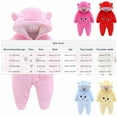 thumbnail image 3 of Baby Snowsuit Newborn Winter Hooded Romper Fleece Snowsuit Baby Jumpsuit Cartoon Bear Winter Coat for Girls and Boys Hot Pink 0-3 Months, 3 of 7