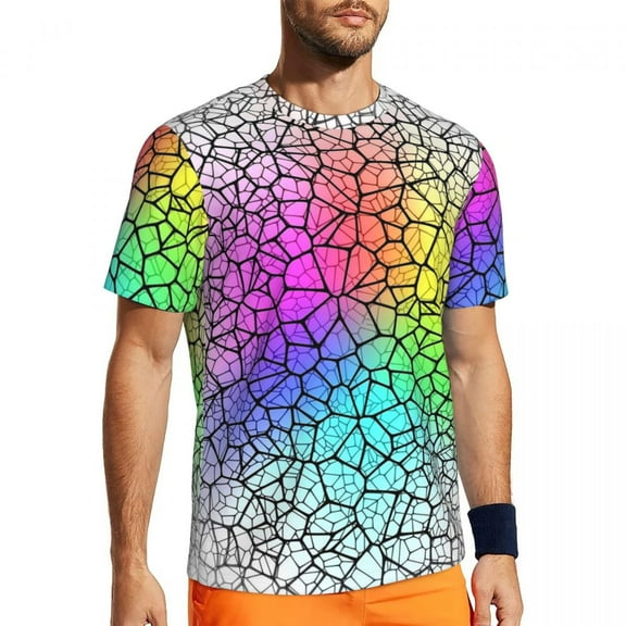 T Shirt For Men Shallow Water T-Shirt Couple Rainbow Glow Print Streetwear Sportswear Breathable Bea