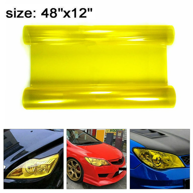 Moyishi Headlight Foglight Transparent Tint Wrap Self-Adhesive Vinyl  Headlight Taillight Tints 12''x48'' (Yellow)