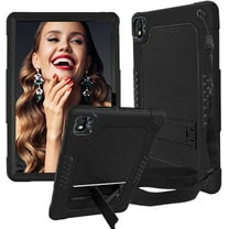SOATUTO For TCL TAB 10 5G 10.1" Tablet Case Model 9183W / TCL TAB 10s 10.1 Inch Model 9081X Case With Shoulder Strap Soft Silicone Hard Back Cover - Black Black