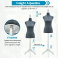 thumbnail image 2 of 49"-63" Height Dress Form Mannequin Adjustable Female Mannequin Torso Sewing Mannequin Female Dress Model Torso Body Tripod Stand Clothing Forms, Grey, 2 of 7