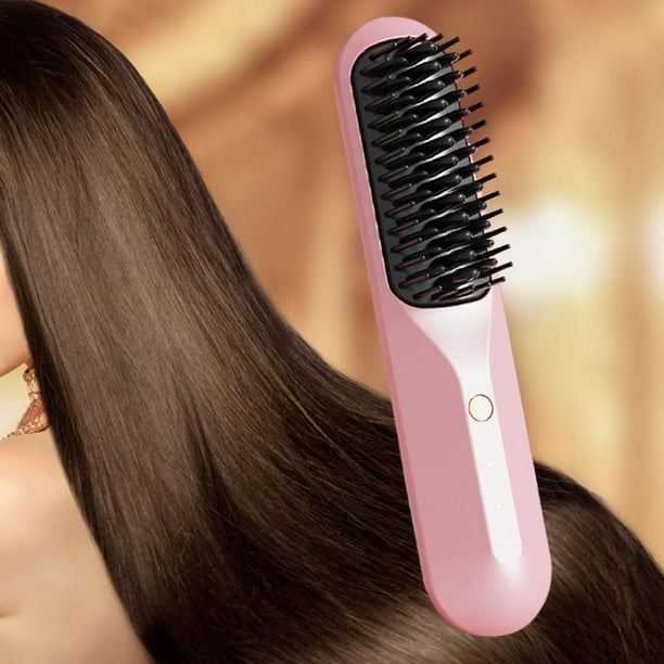 Plancha de pelo inalámbrica, peine caliente eléctrico portátil