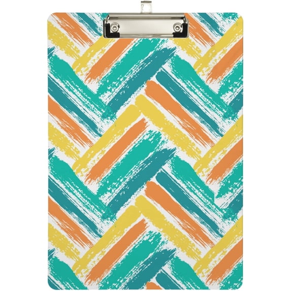 FMSHPON Painted Chevron Pattern Clipboard Hardboard Wood Nursing Clip Board and Pull for Standard A4 Letter 13x9 inches