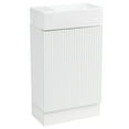 thumbnail image 5 of Glavbiku Bathroom Vanity with Sink & Ceramic Top,2 Tier Shelf,Toilet Rolls Holder,18.6" W,White, 5 of 12