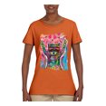 thumbnail image 3 of Dean Russo Cosmic Trash Panda Animal Lover Womens Graphic T-Shirt, Orange, XX-Large, 3 of 6