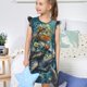 thumbnail image 4 of Balery Colorful Plant Turtle Camisón de princesa para niñas, pijama de algodón con mangas abullonadas, suave y bonito.-Medium, 4 of 6