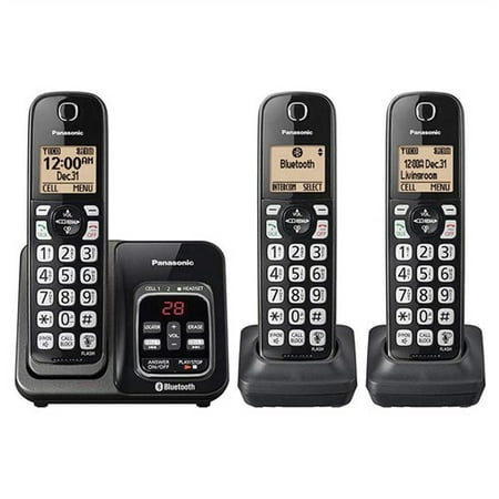 Refurbished Panasonic KX-TG833SK 3 Handset Cordless Phone w/ Link2Cell & Talking Caller (Best Panasonic Cordless Phone In India)