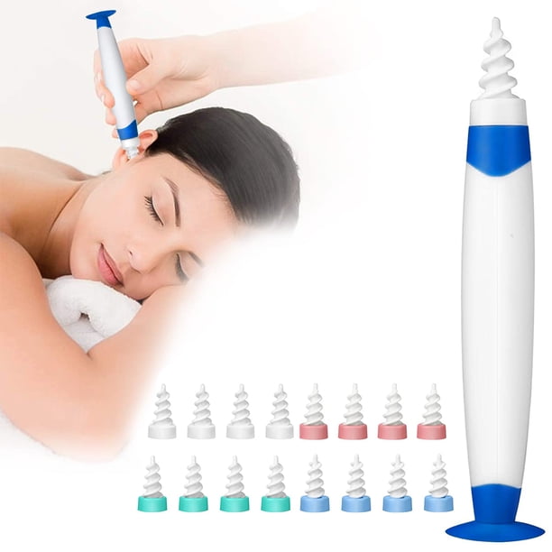 Removedor de cera de los oídos Kit de removedor de cera de los oídos Herramienta de eliminación de cera de los oídos en espiral inteligente con 15 piezas Hisopo de cabezales de reemplazo suave para niños adultos Vhermosa 222584-2
