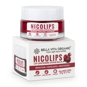 Bella Vita Organic NicoLips Lip Scrub Balm for Lightening and Brightening Dark Lips for Men and Women, Dry / Smoker / Chapped Lip & Lipstick Stains Removal Lipcare 20 g