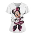 thumbnail image 3 of Uniforme de enfermera para mujer, camiseta de manga corta con cuello en V y estampado de Mickey Mouse de Disney, uniforme de enfermera de trabajo con bolsillos, 3 of 5