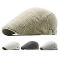 thumbnail image 2 of Men's Classic Herringbone Tweed Wool Blend Flat Cap Ivy Gatsby Newsboy Cabbie Driving Hat, 2 of 8