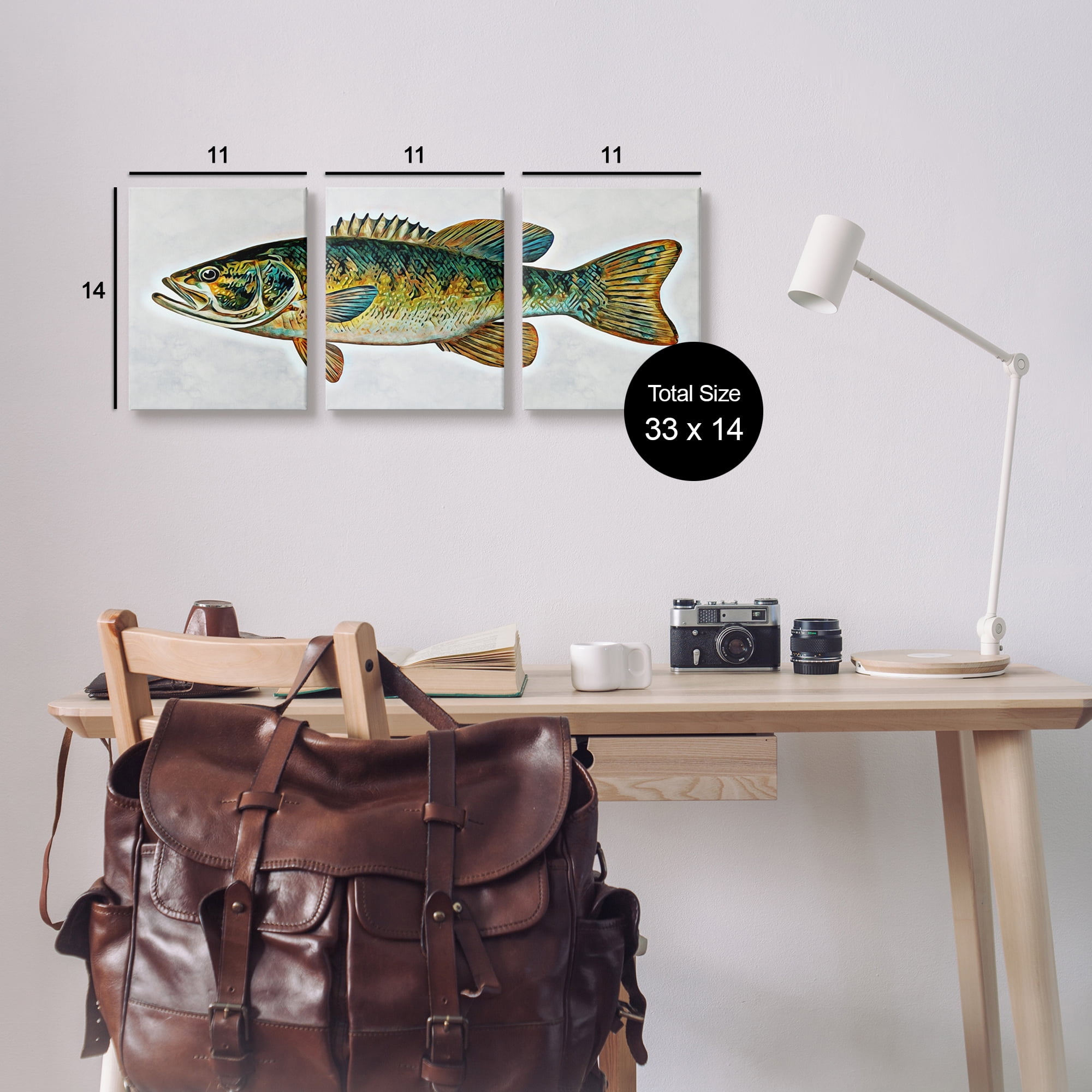 Stupell Lake House Bass Fish Wildlife Animals & Insects Painting Gallery Wrapped Canvas Print Wall Art, Set of 3