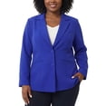 thumbnail image 1 of Blazer de oficina de mujer plus size de otoño Agnes Orinda con solapa muesca y botones, 2X azul real, 1 of 6
