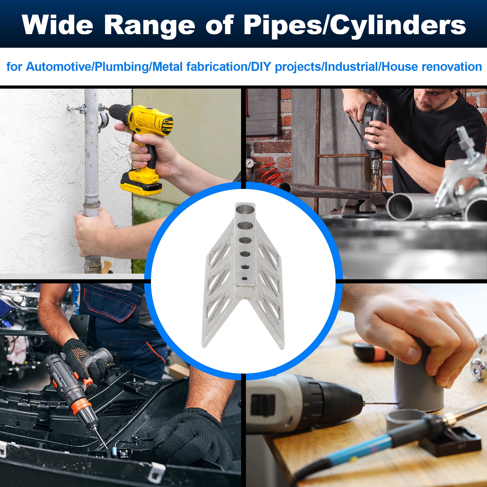 Unique Bargains Handheld Pipe Drill Jig for Pipes or Cylinder Drilling Guide Block