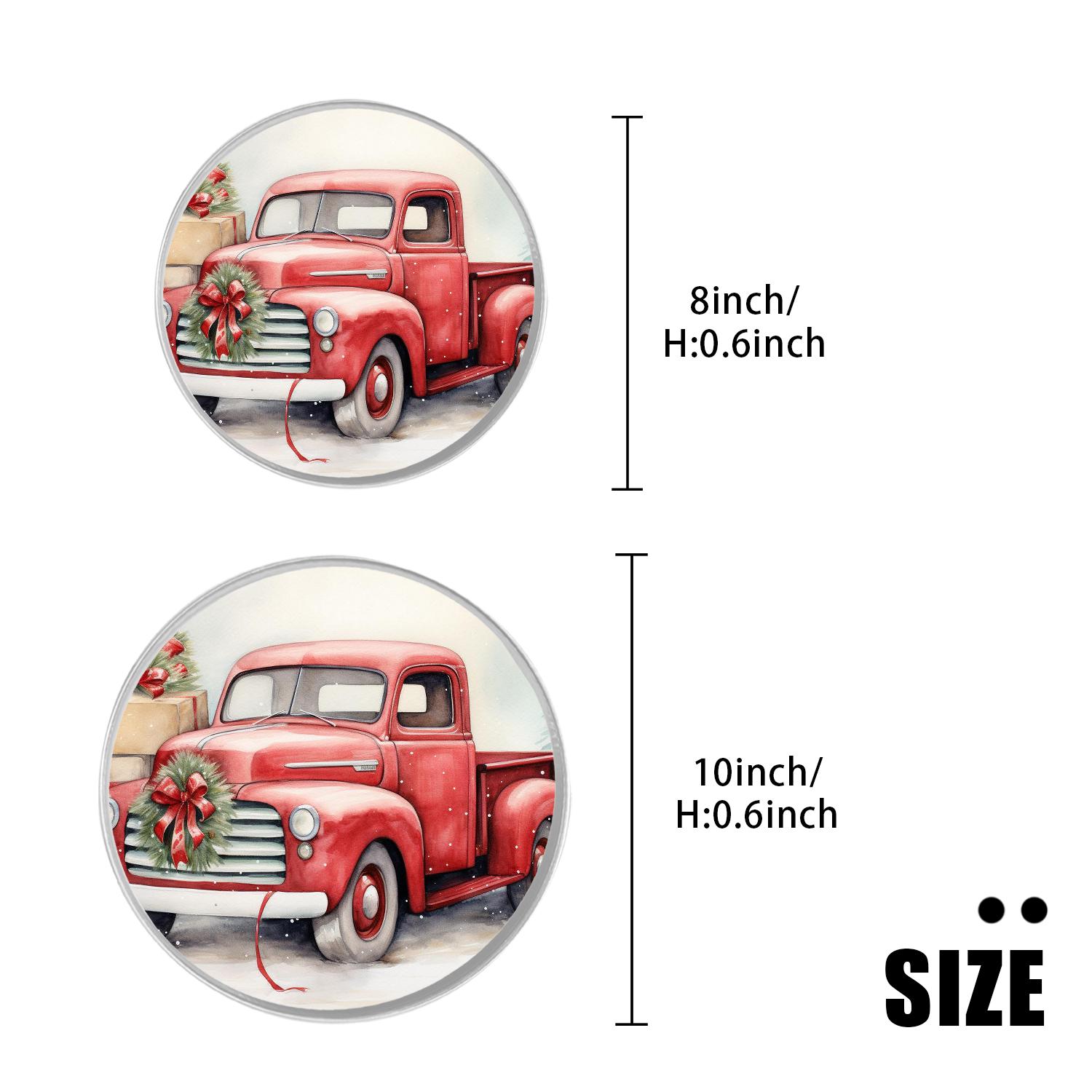 Decorative Stove Burner Covers 4 Pcs Metal Round Stove Burner Covers 8Inch And 10Inch for Home Decor Cooktop Decorative ,Blue Wooden Christmas Truck Poinsettia beautiful