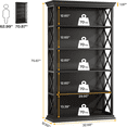 thumbnail image 2 of 5-Tier Industrial Art Bookcase with X-Pattern Sides, E0 Panels & Black Metal Frame, 34kg/Shelf Capacity, Open Shelving for Home/Office, 2 of 6