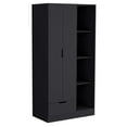 thumbnail image 6 of Newboti Furniture Armoire 71H" with 1-Drawer and 4-Tier Open Shelves, 2 Doors, Black 43861, 6 of 7
