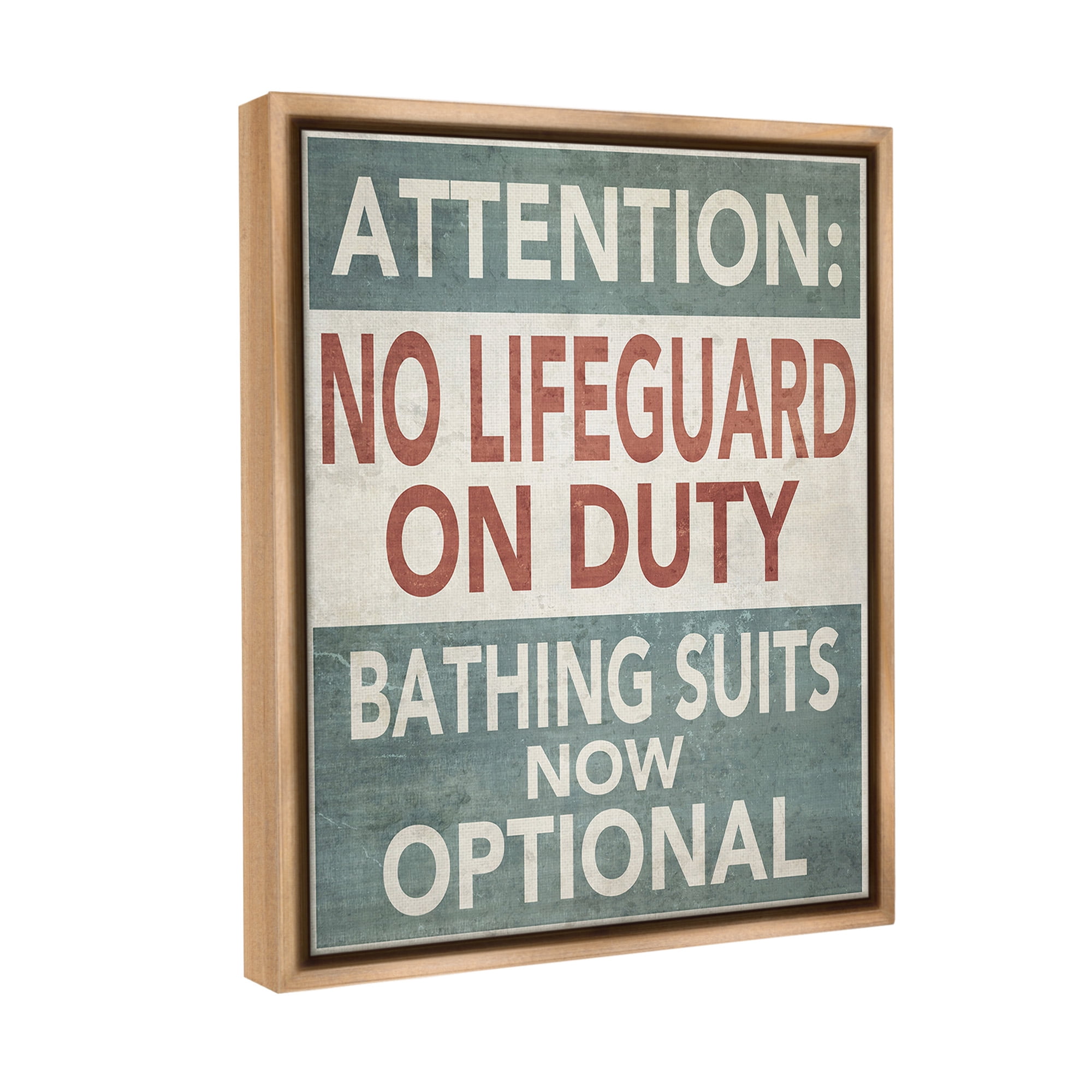 Stupell Industries Funny Bathing Suits Optional Typography Painting Brown Floater Framed Canvas Art Print Wall Art, 25 x 31