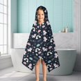 thumbnail image 6 of Blue Cartoon Unicorn Rainbow Cloud Love Dream Hooded Bath Towel，50"x30" for Ages 3 To 12 Kids, Quick Dry Lightweight Soft Microfiber Hood Beach Towel Cover Up for Kids, 6 of 7