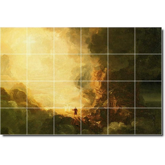 Ceramic Tile Mural-Thomas Cole Landscapes Painting 474. 25.5" w x 17" h using (24) 4.25 x 4.25 ceramic tiles