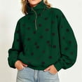 thumbnail image 2 of Erwazi Womens Sweatshirt Polka Dot Half Zip Collared Hooded Fleece Cropped Oversized Pullover Daily Casual Tops with Pocket, 2 of 9