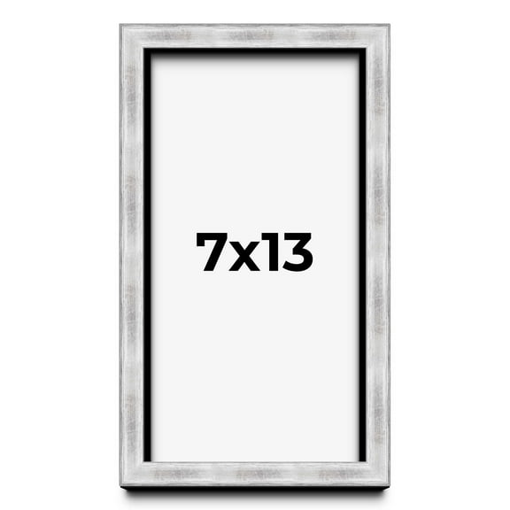 7x13 Frame Brushed Silver Solid Wood Picture Frame | 0.75 Inch Moulding Width | Rabbet Depth 0.75