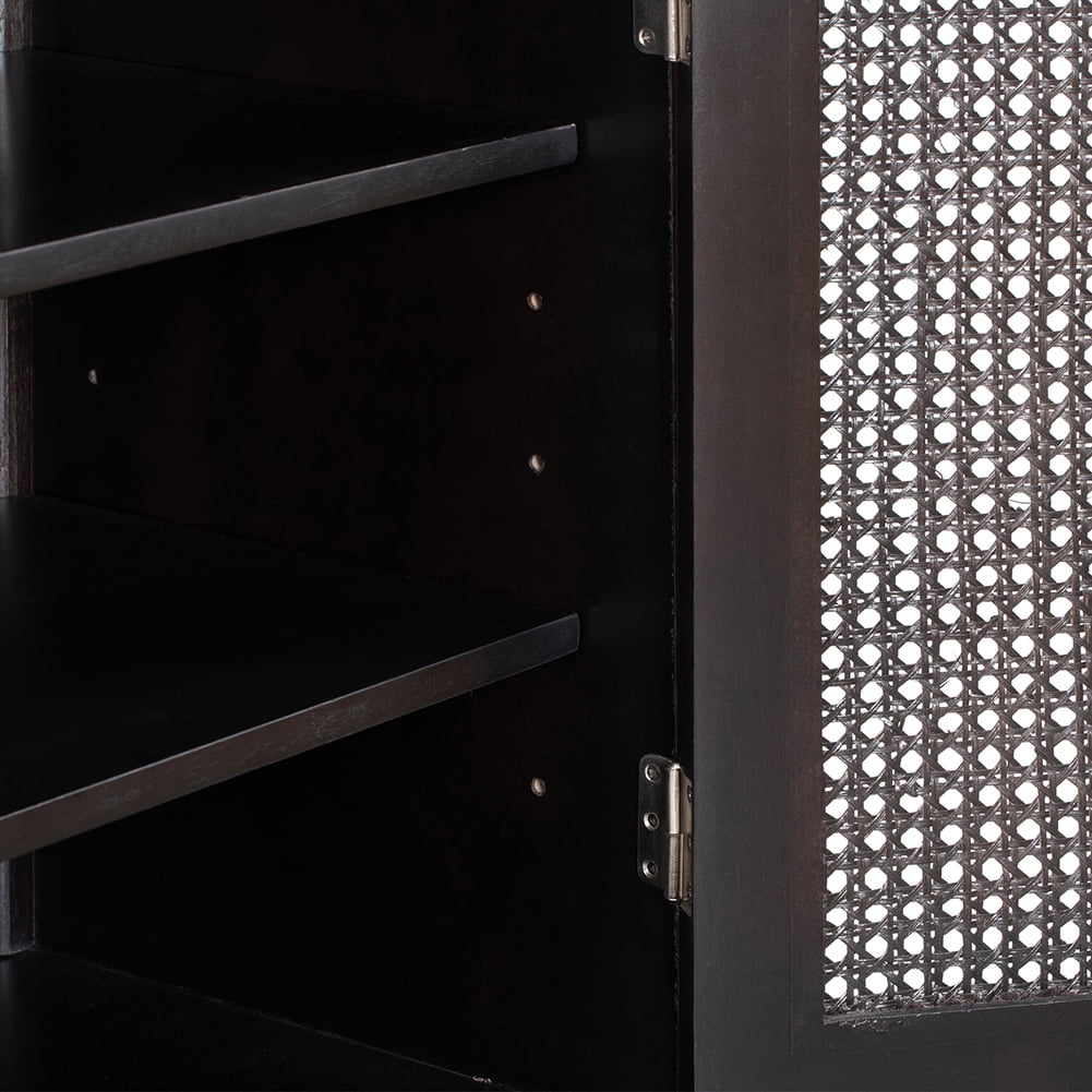 Resenkos 58" Accent Cabinet with 4 Rattan Doors and 2 Adjustable Shelves, Espresso Resenkos 58" Accent Cabinet with 4 Rattan Doors and 2 Adjustable Shelves, Espresso