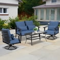 thumbnail image 2 of Aoodor 24" x 24" Patio Chair Cushions Set, Memory Foam Outdoor Deep Seat Cushions (1 Seat, 1 Back, 1 Lumbar Pillow) - Navy Blue, 2 of 8