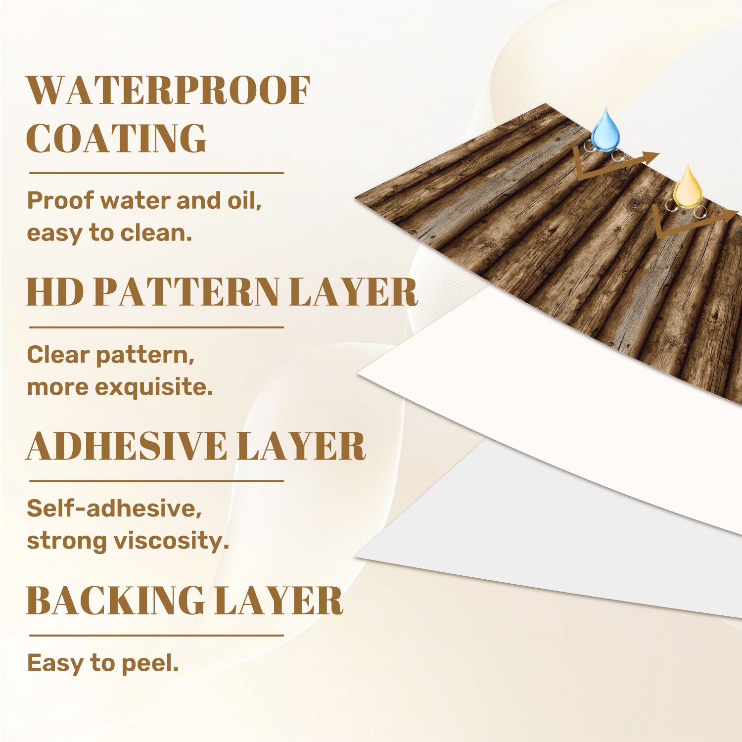 Peel and Stick Wallpaper 17.7in x 9.8ft Rustic Wooden Log Texture Natural Grain Contact Paper Vinyl Self-Adhesive Removable Wall Paper for Bedroom DIY Home Decor Renter Friendly