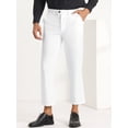 thumbnail image 2 of Pantalones recortados para hombre Pantalones de vestir hasta el tobillo de color sólido con parte delantera plana y ajuste delgado Blanco brillante 30, 2 of 6