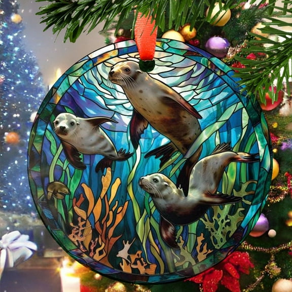 Sea Lions Christmas Ornament, Ceramic/Acrylic Ornament, Mother’s Day Keepsake, Valentine’s Day Decor, Festival Gift Ornament, Collectible 2025