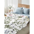 thumbnail image 4 of Spring Summer Floral Twim XL Size Flat Sheet, Wrinkleproof & Fadeproof Cooling Flat Bed Sheet Only, Farmhouse Botanical Butterflies Breathable Soft Bedding Top Sheets 66 x 102 Inches, 4 of 8