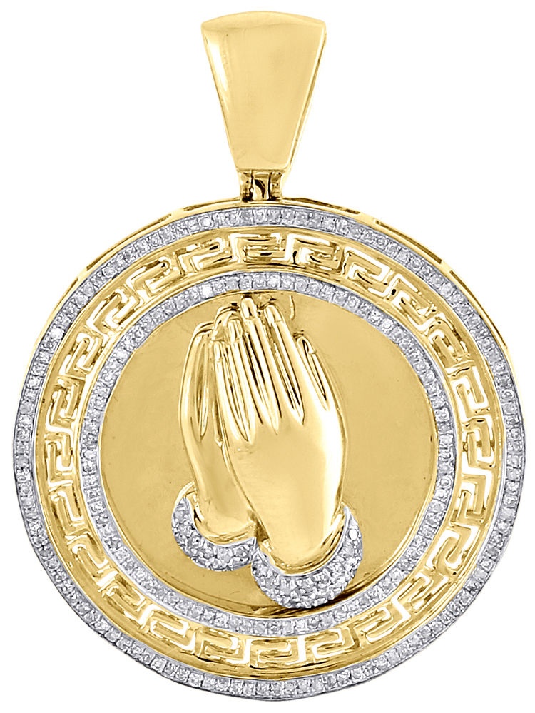 Diamond Praying Hands Medallion Pendant 