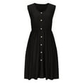 thumbnail image 4 of Aloohaidyvio Dresses for Women No Boundaries Womens Sleeveless Sundress Summer Casual Eyelet Button Down Short Dress Flowy Beach Tank Mini Dress with Pocket, 4 of 8