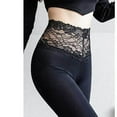 thumbnail image 4 of Women's Lace Trim Leggings Tummy Control Long Pants High Waisted Slim-Fit Leggings Modal Warm Underwear Stretch Skinny Leg Pant Seamless Non See-Trought Bottoms Comfy Soft Loungewear, 4 of 4
